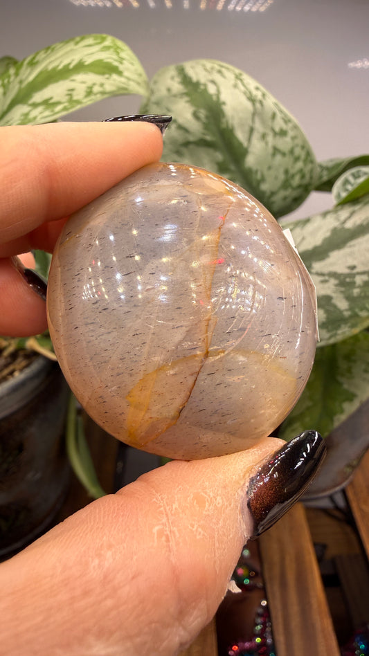 Peach Moonstone Palm Stone