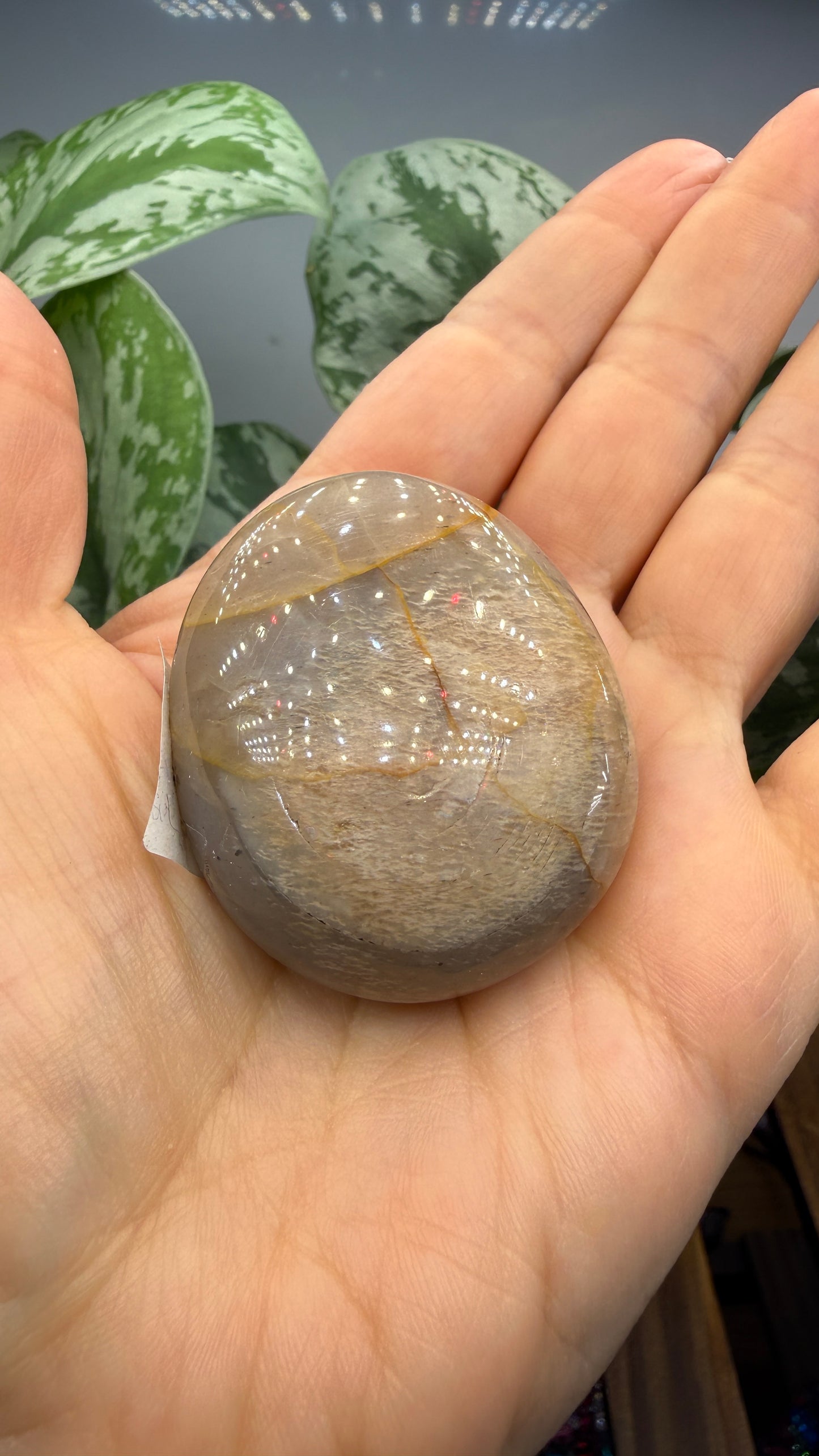 Peach Moonstone Palm Stone