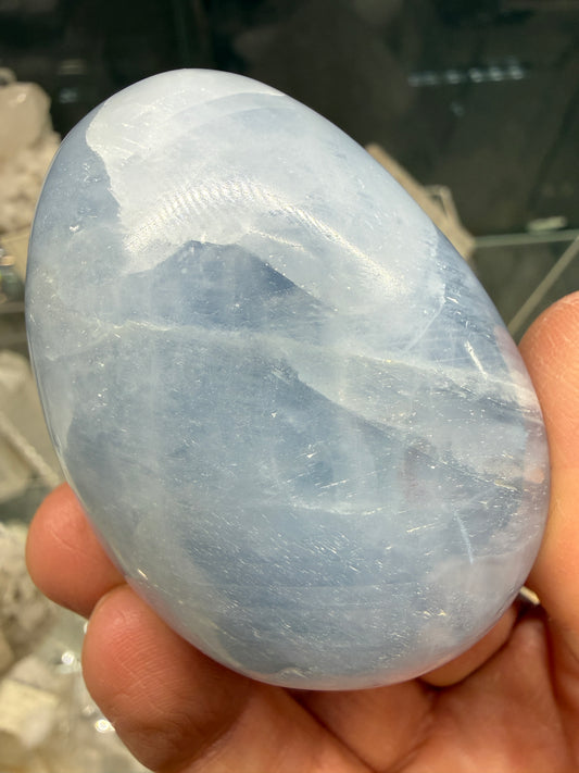 Blue Calcite Palm Stone