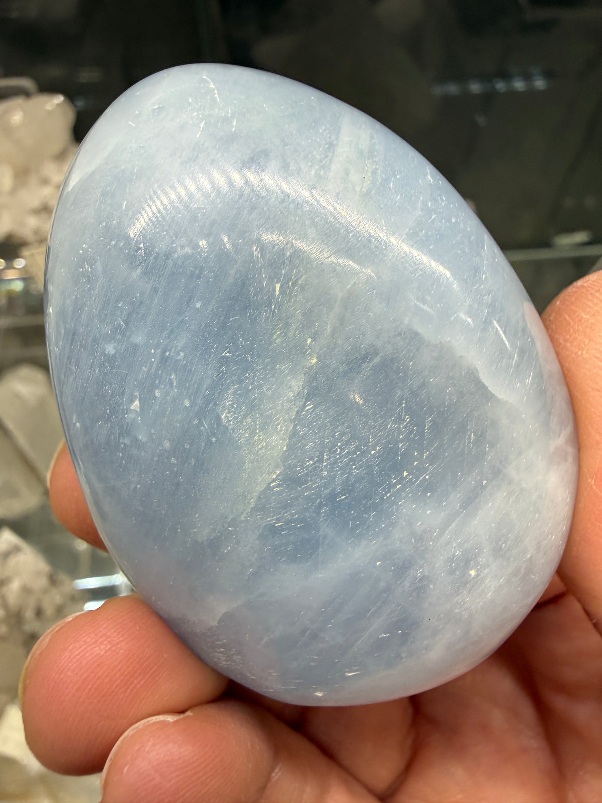 Blue Calcite Palm Stone