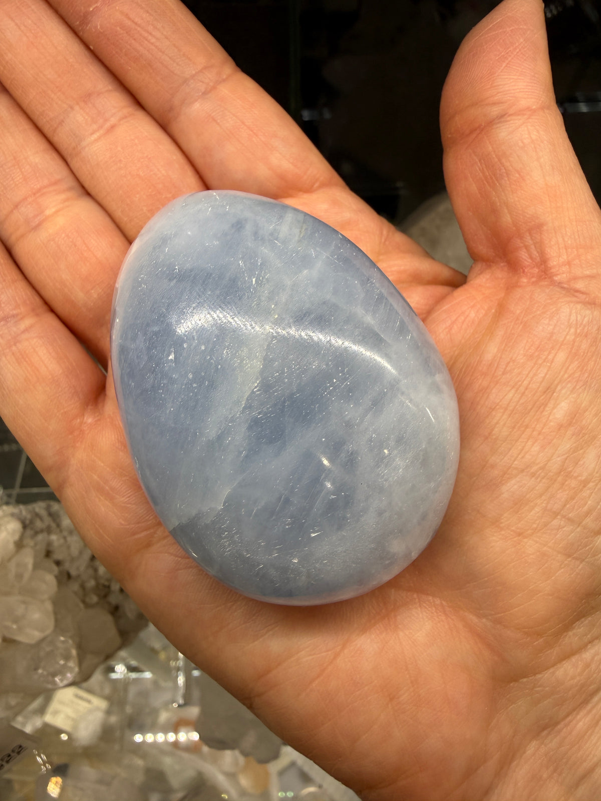 Blue Calcite Palm Stone