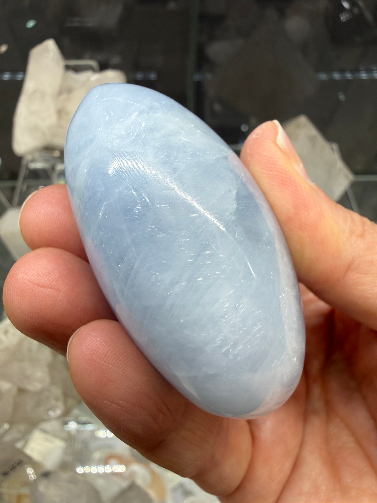 Blue Calcite Palm Stone
