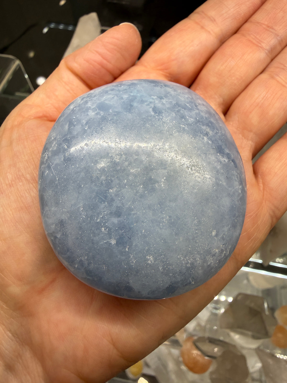 Blue Calcite Palm Stone