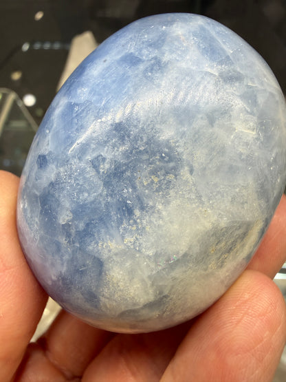 Blue Calcite Palm Stone