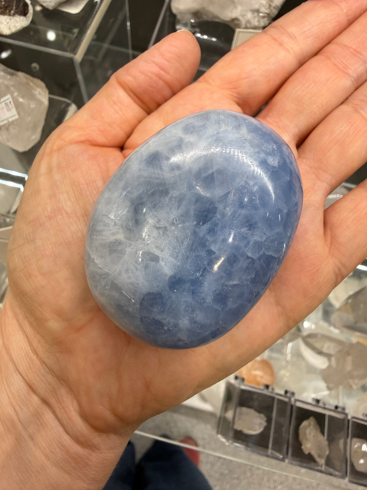 Blue Calcite Palm Stone