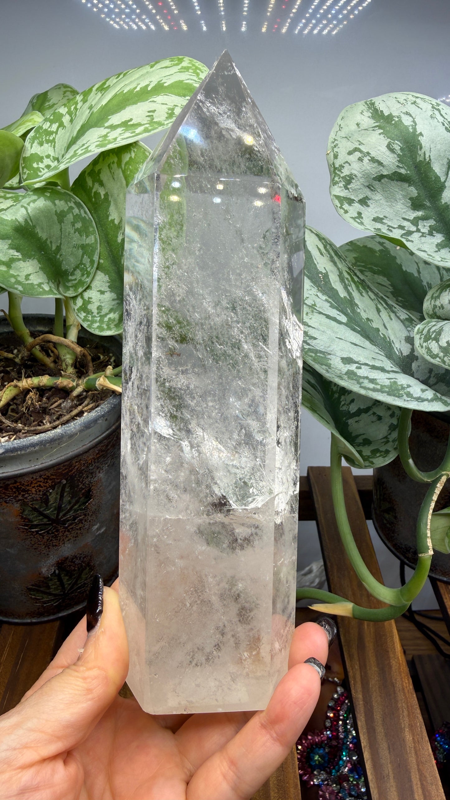 Clear Quartz Tower- 7.75" inch Tall- See video WOW!