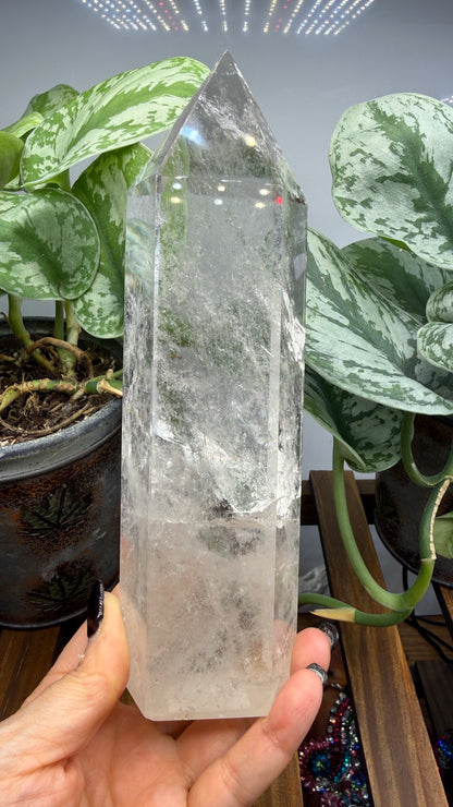 Clear Quartz Tower- 7.75" inch Tall- See video WOW!