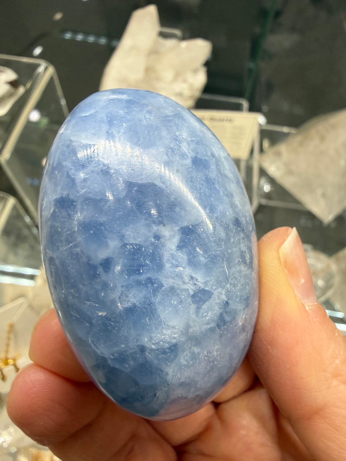 Blue Calcite Palm Stone
