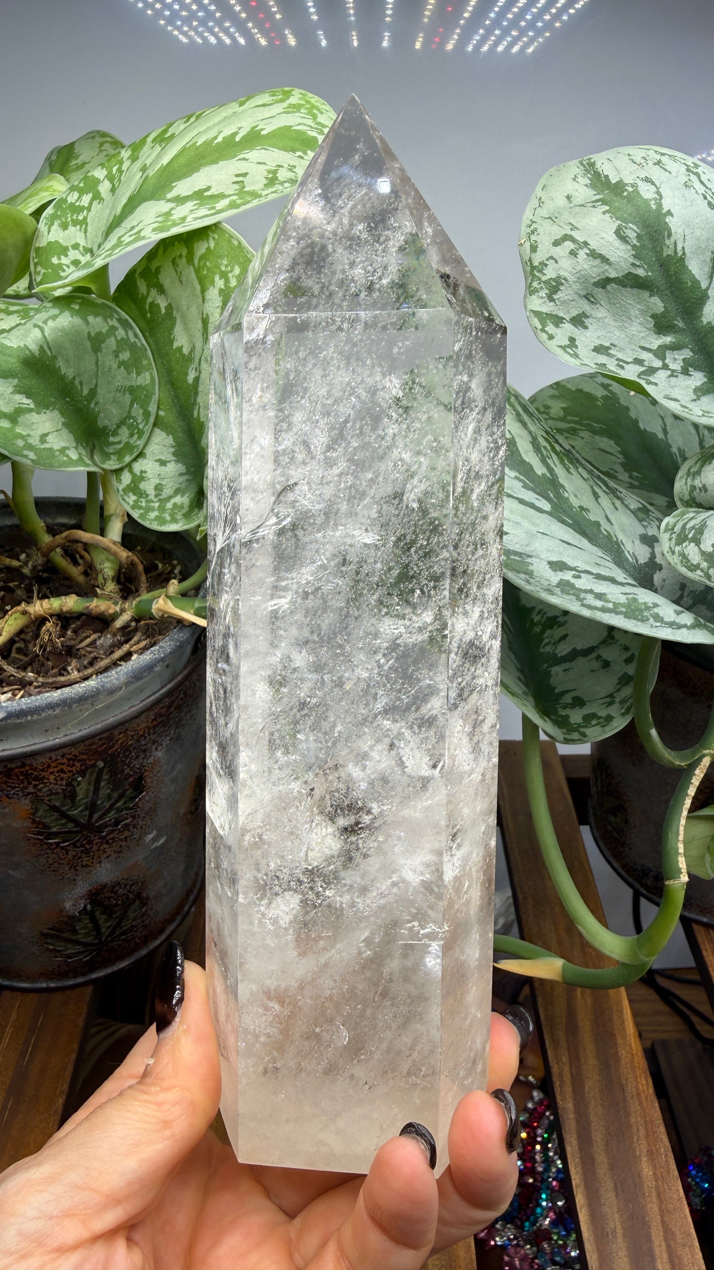 Clear Quartz Tower- 7.75" inch Tall- See video WOW!