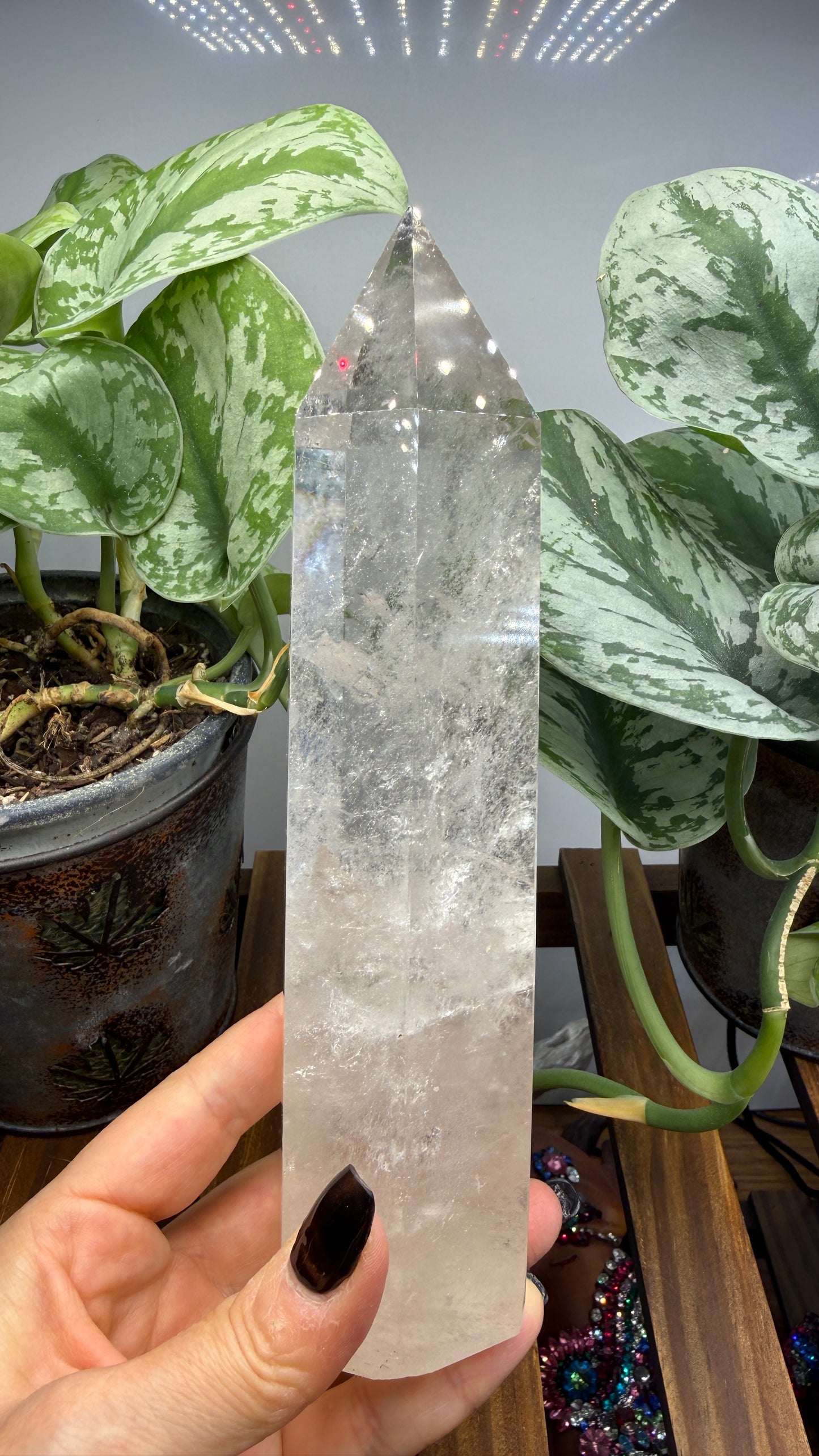 Clear Quartz Tower- 7.75" inch Tall- See video WOW!