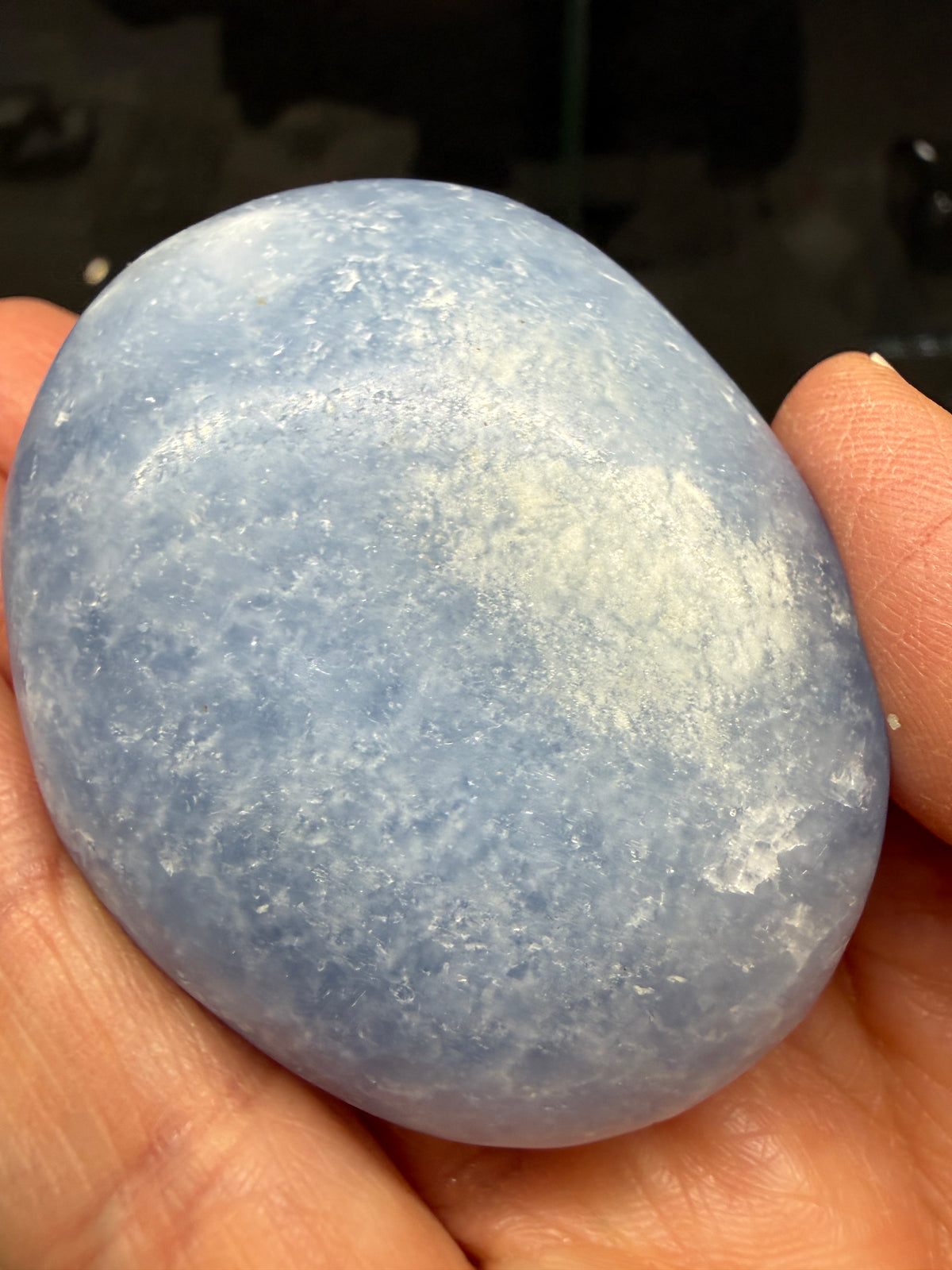 Blue Calcite Palm Stone