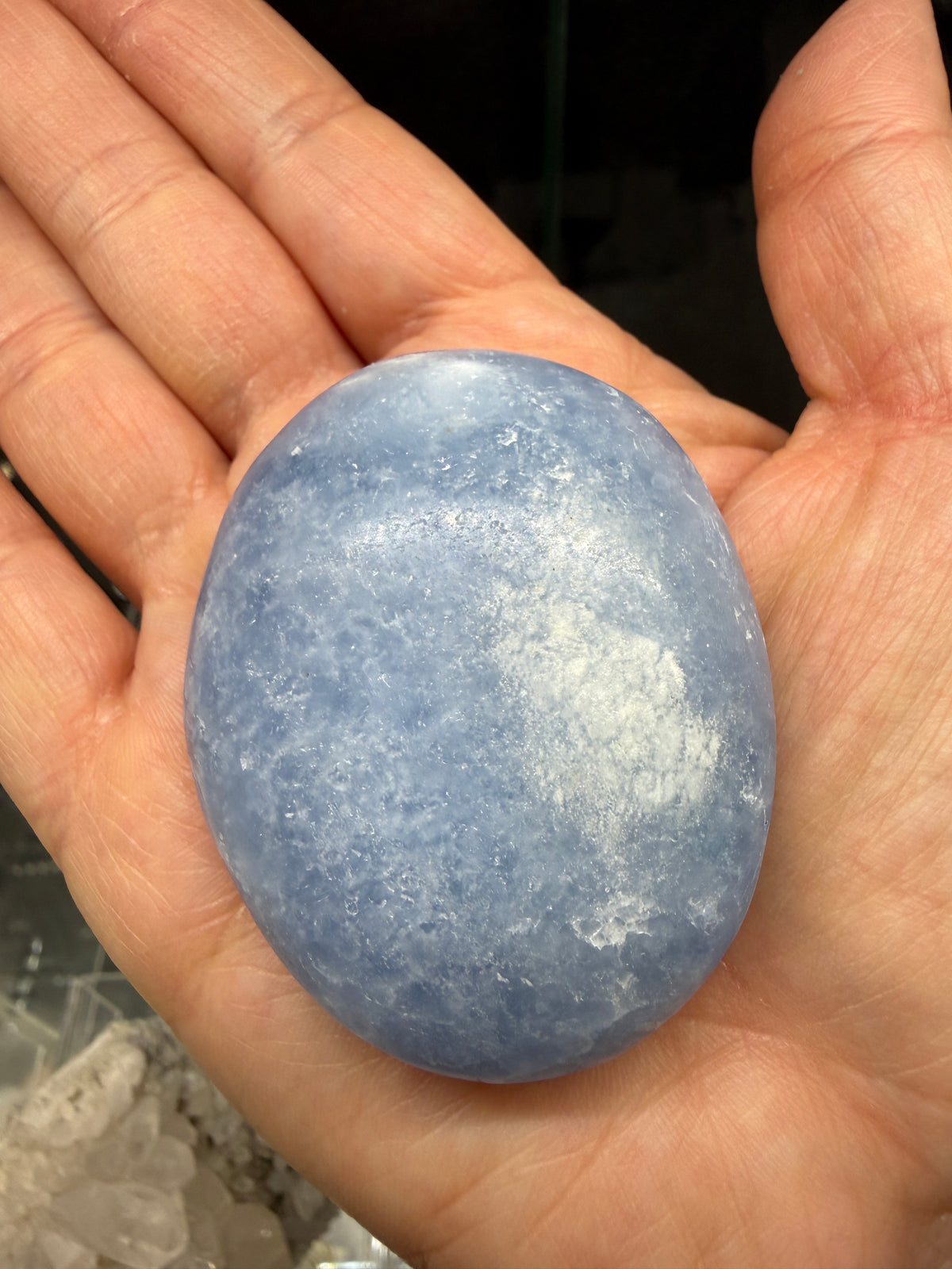 Blue Calcite Palm Stone