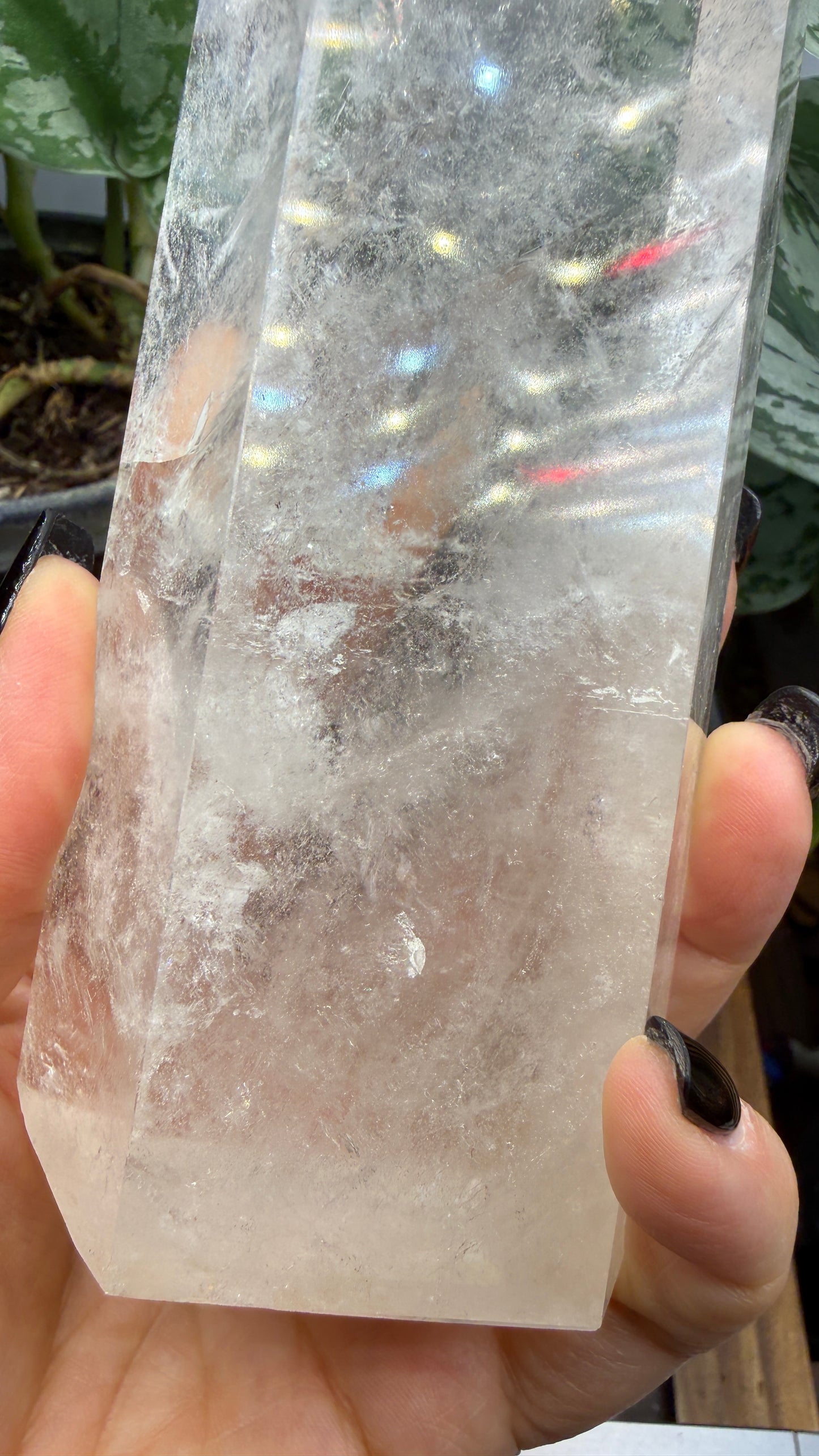 Clear Quartz Tower- 7.75" inch Tall- See video WOW!