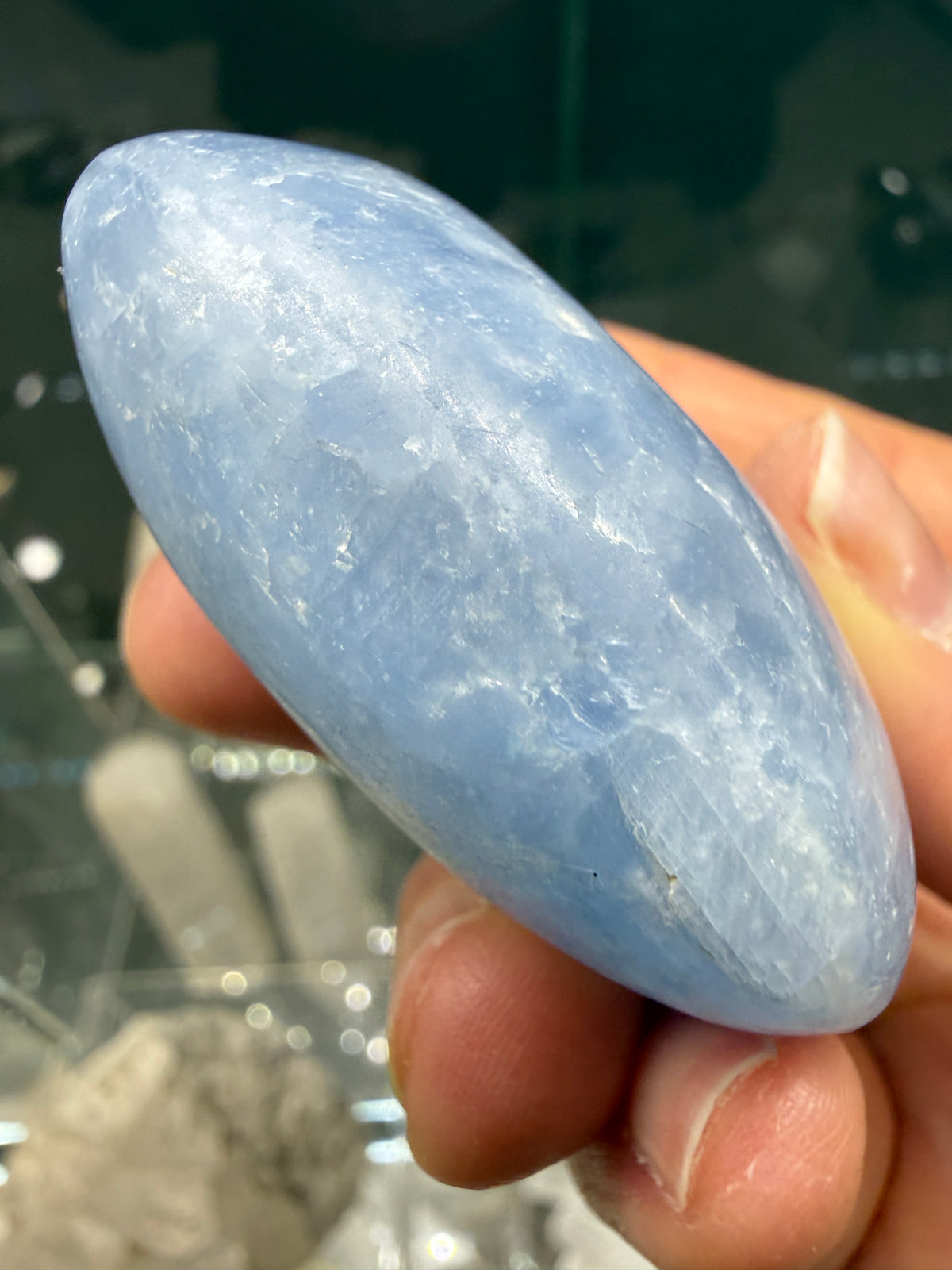 Blue Calcite Palm Stone