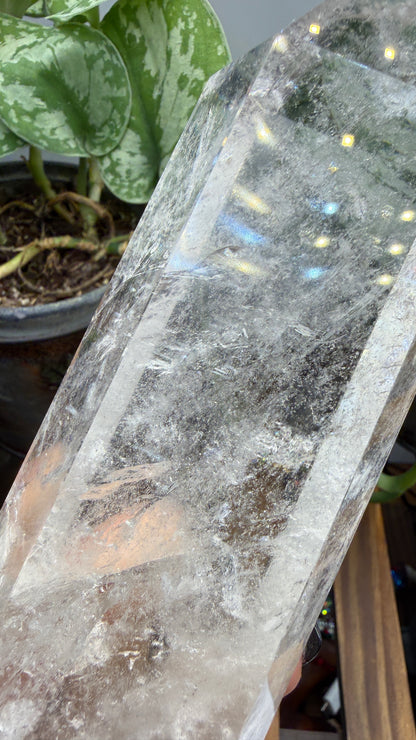 Clear Quartz Tower- 7.75" inch Tall- See video WOW!