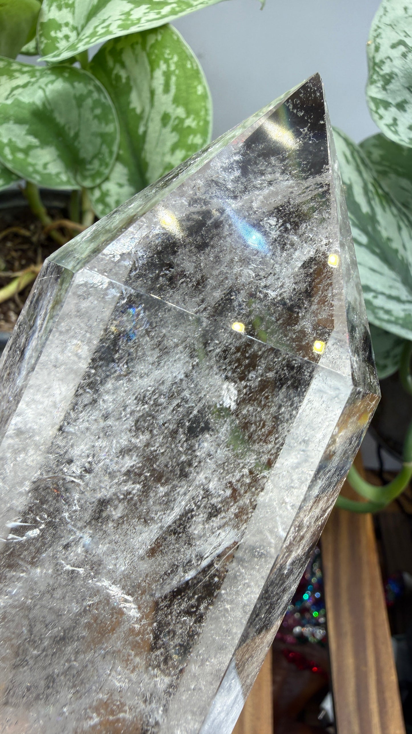 Clear Quartz Tower- 7.75" inch Tall- See video WOW!