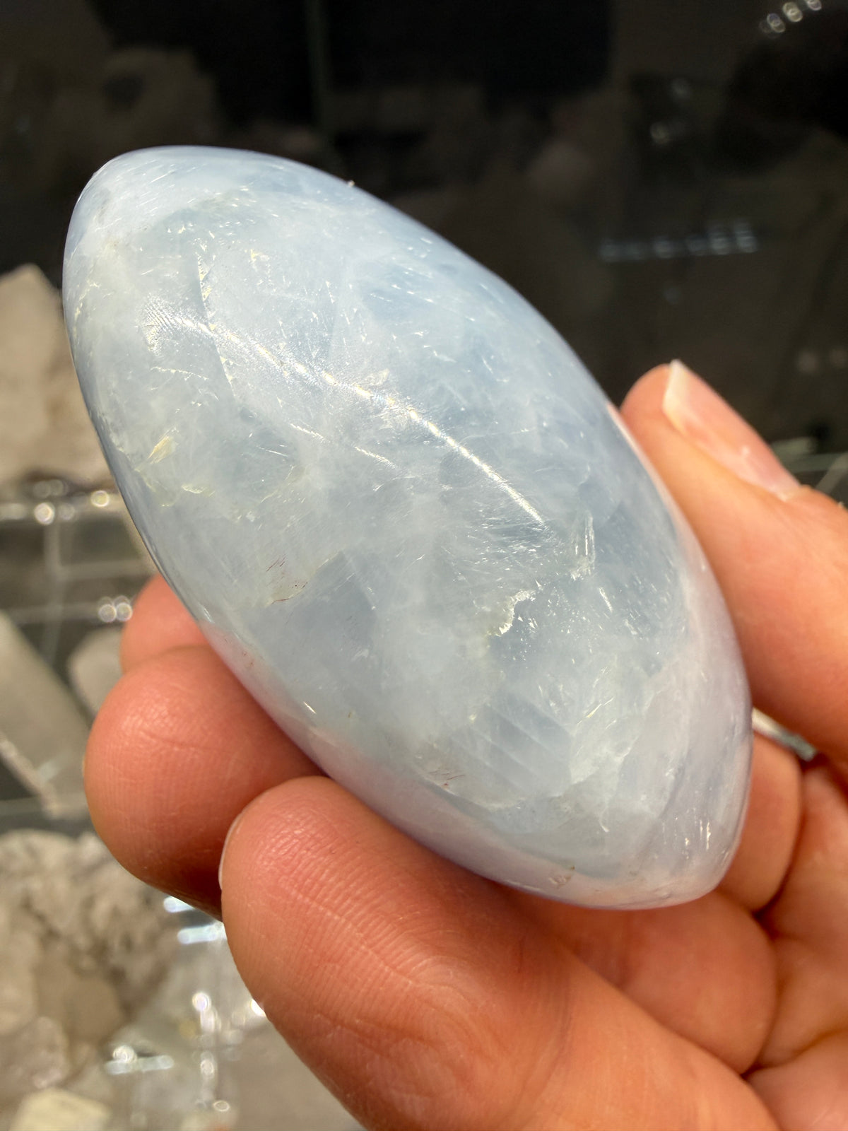 Blue Calcite Palm Stone