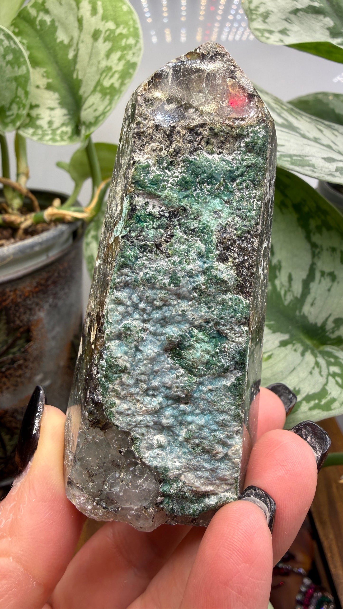 Chrysocolla on Quartz Tower