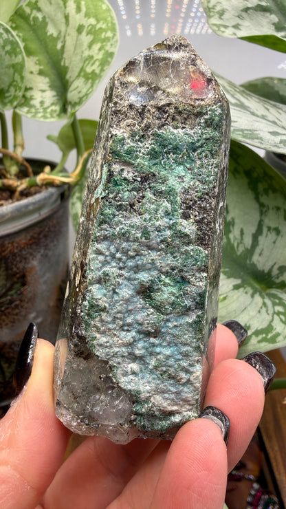 Chrysocolla on Quartz Tower