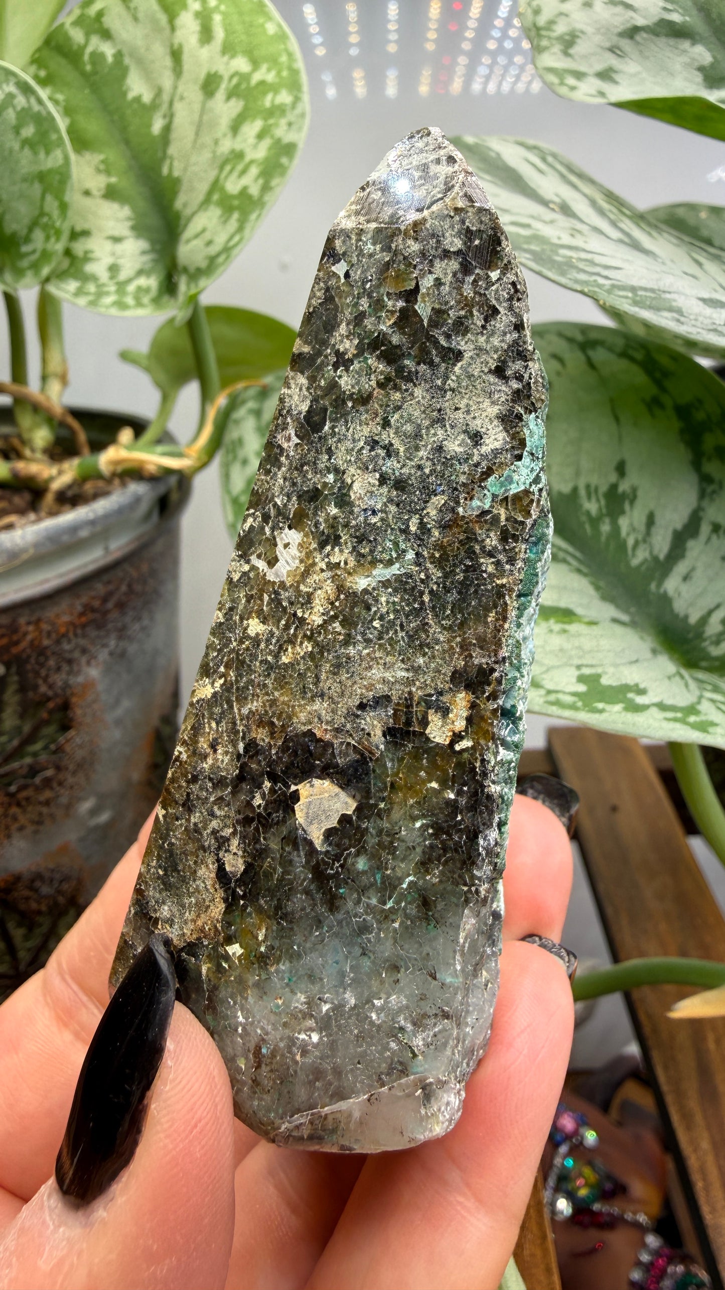Chrysocolla on Quartz Tower