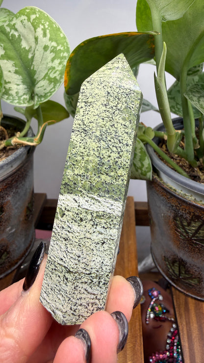 Green Zebra Jasper (Serpentine) Tower