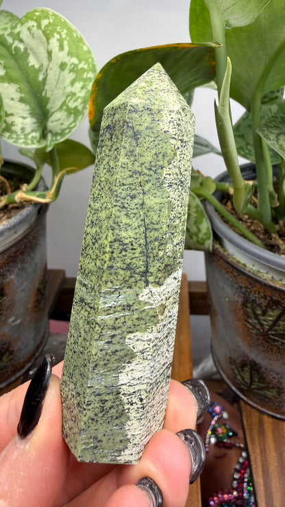 Green Zebra Jasper (Serpentine) Tower