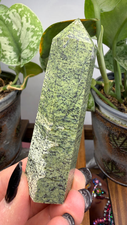 Green Zebra Jasper (Serpentine) Tower