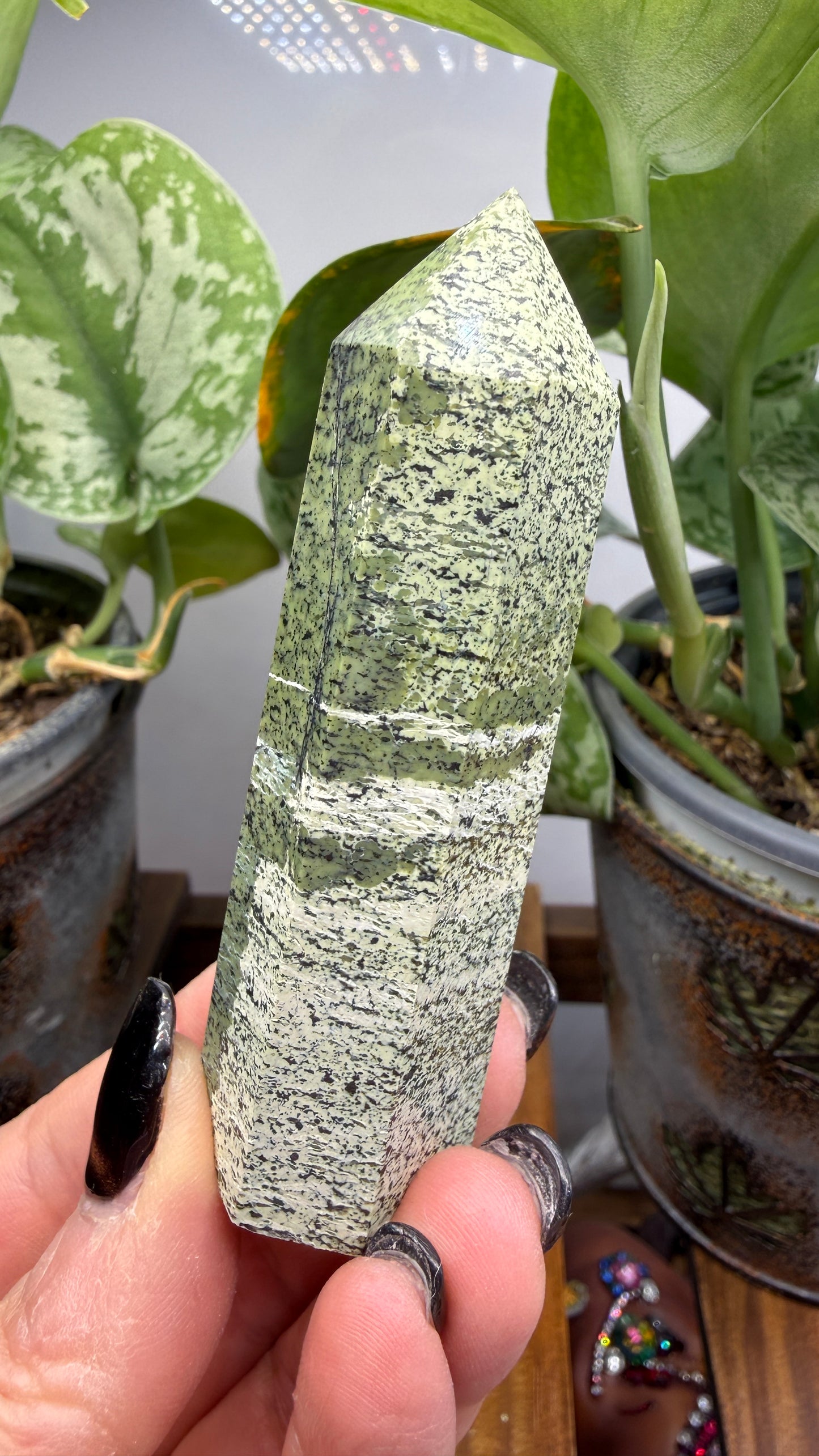 Green Zebra Jasper (Serpentine) Tower