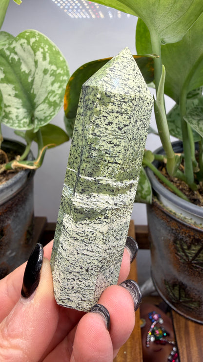 Green Zebra Jasper (Serpentine) Tower