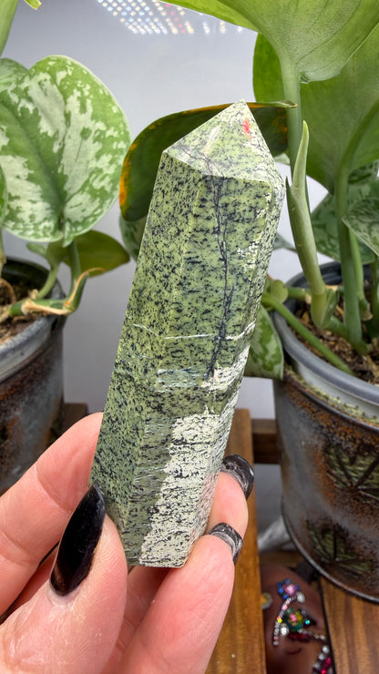 Green Zebra Jasper (Serpentine) Tower
