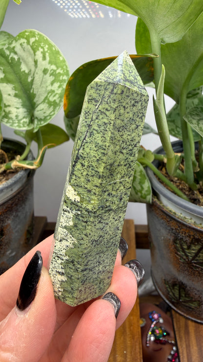 Green Zebra Jasper (Serpentine) Tower