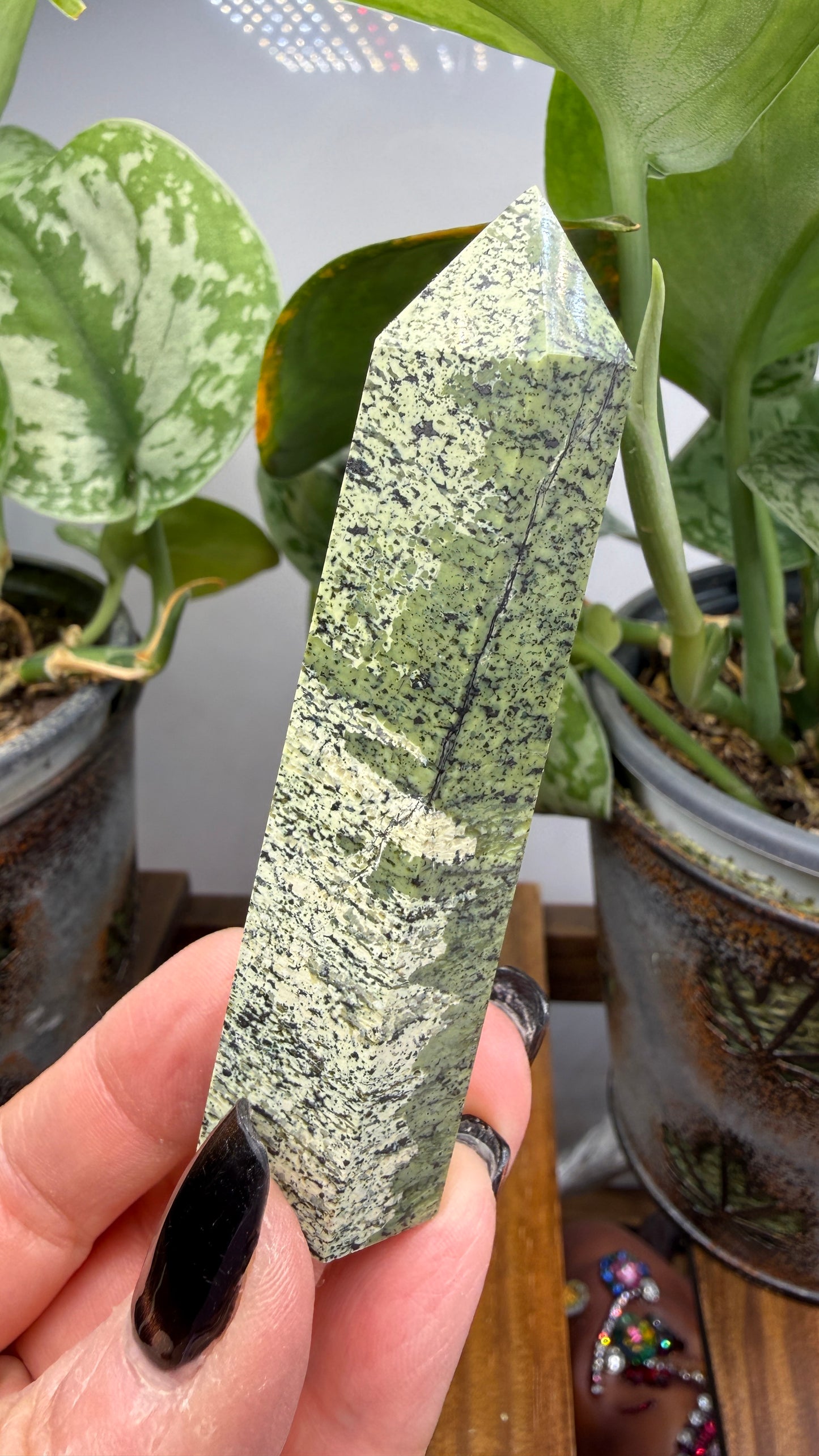 Green Zebra Jasper (Serpentine) Tower