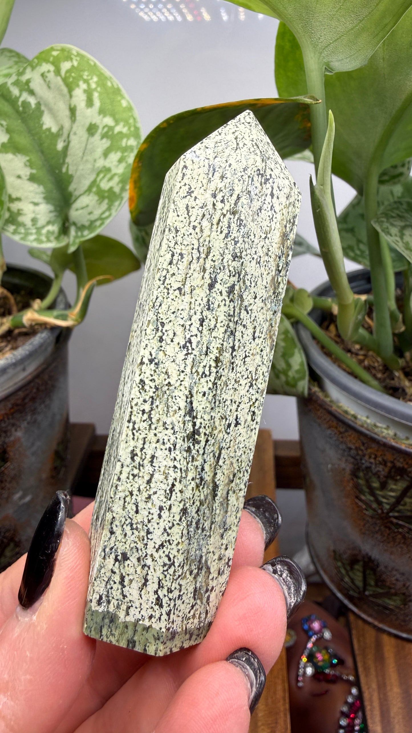 Green Zebra Jasper (Serpentine) Tower