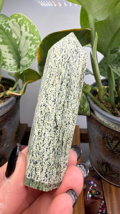 Green Zebra Jasper (Serpentine) Tower