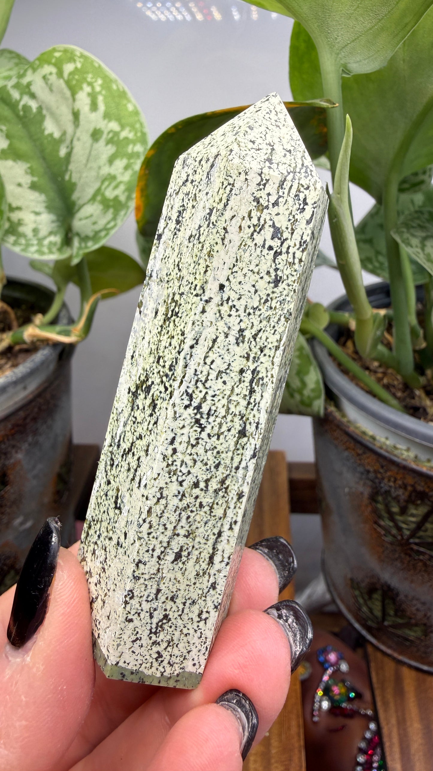 Green Zebra Jasper (Serpentine) Tower