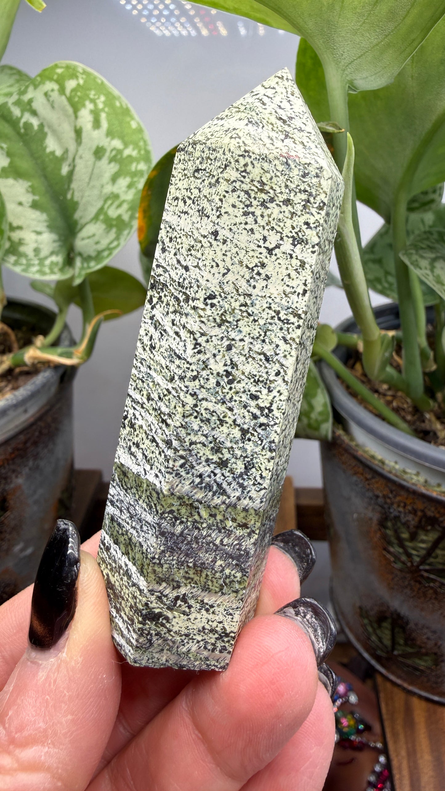 Green Zebra Jasper (Serpentine) Tower