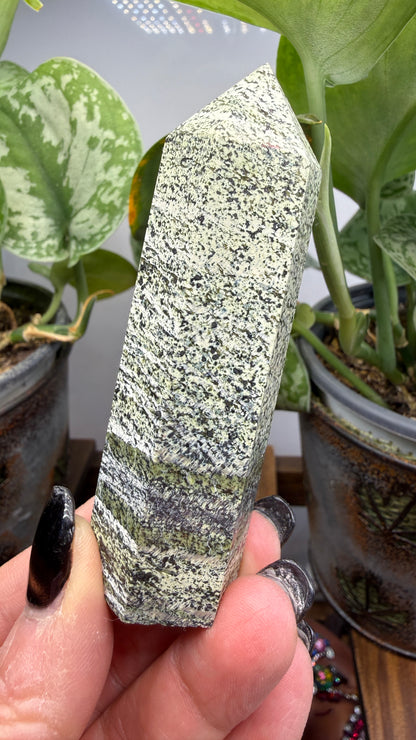 Green Zebra Jasper (Serpentine) Tower