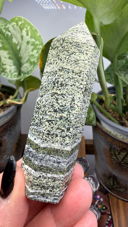 Green Zebra Jasper (Serpentine) Tower