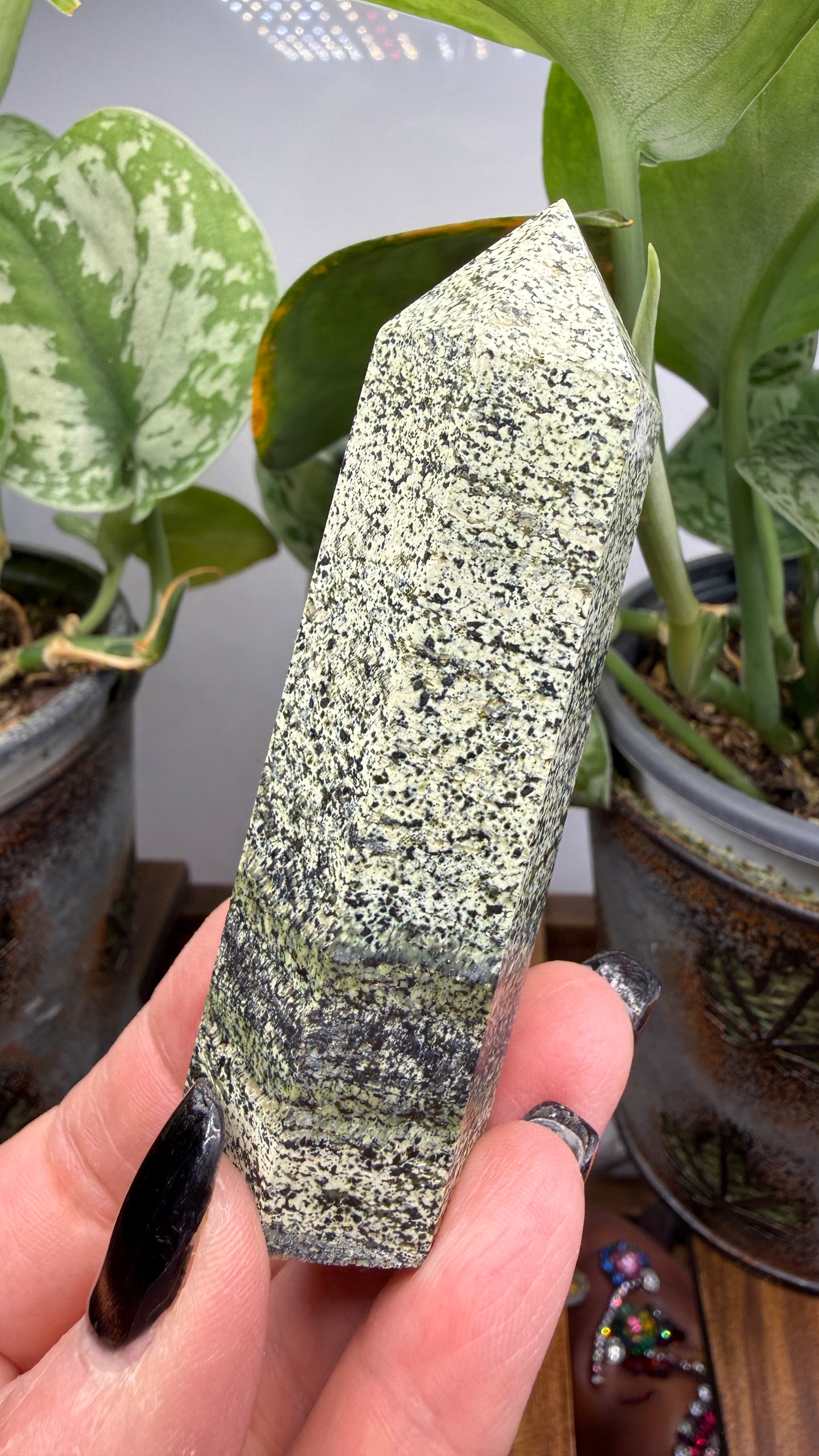 Green Zebra Jasper (Serpentine) Tower