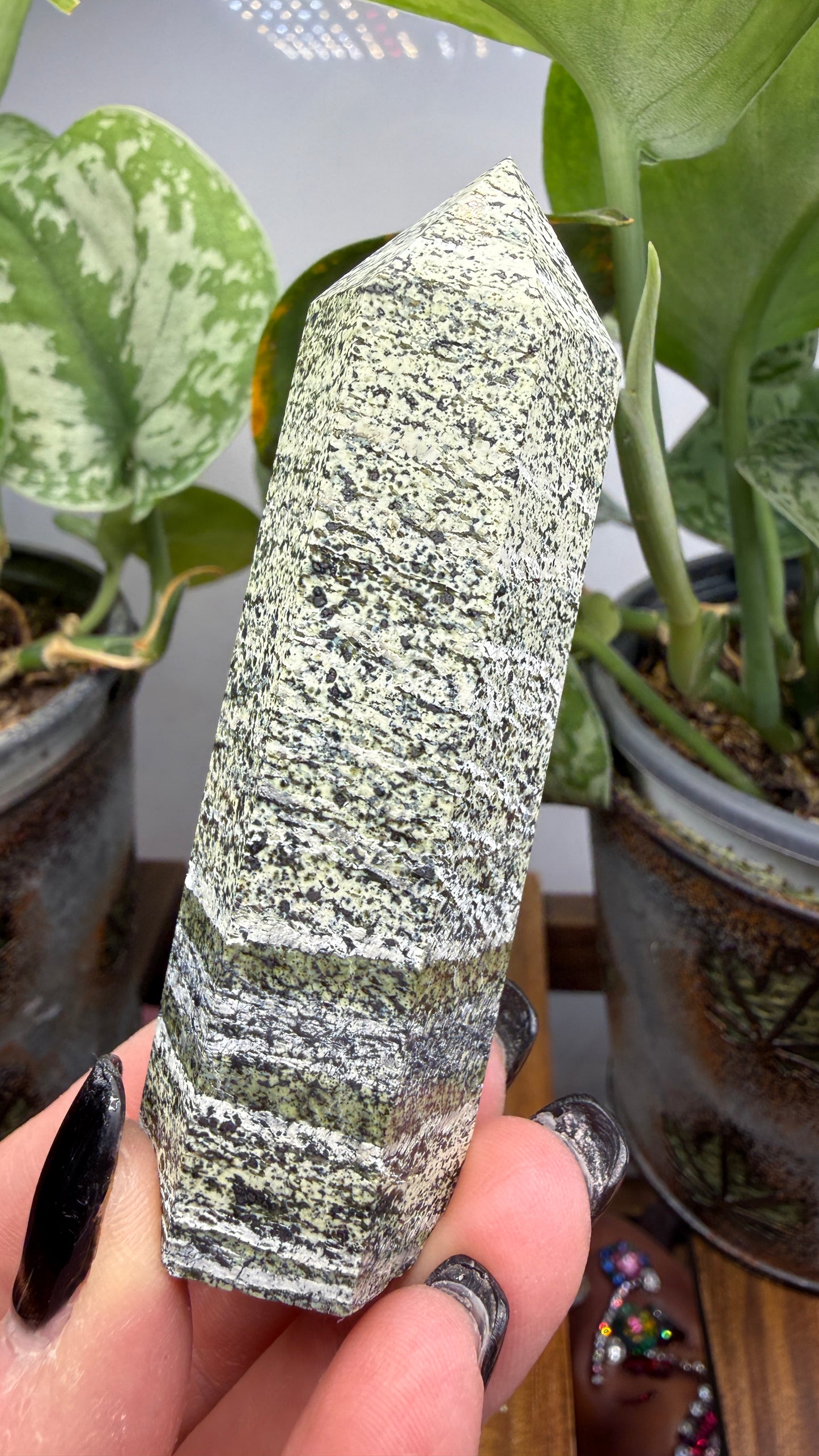 Green Zebra Jasper (Serpentine) Tower