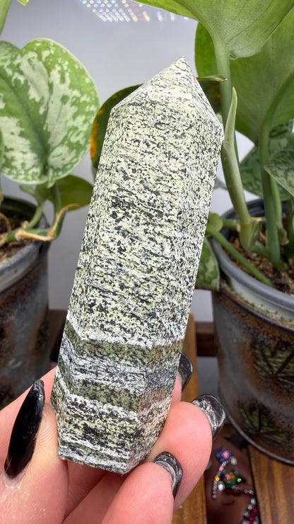 Green Zebra Jasper (Serpentine) Tower