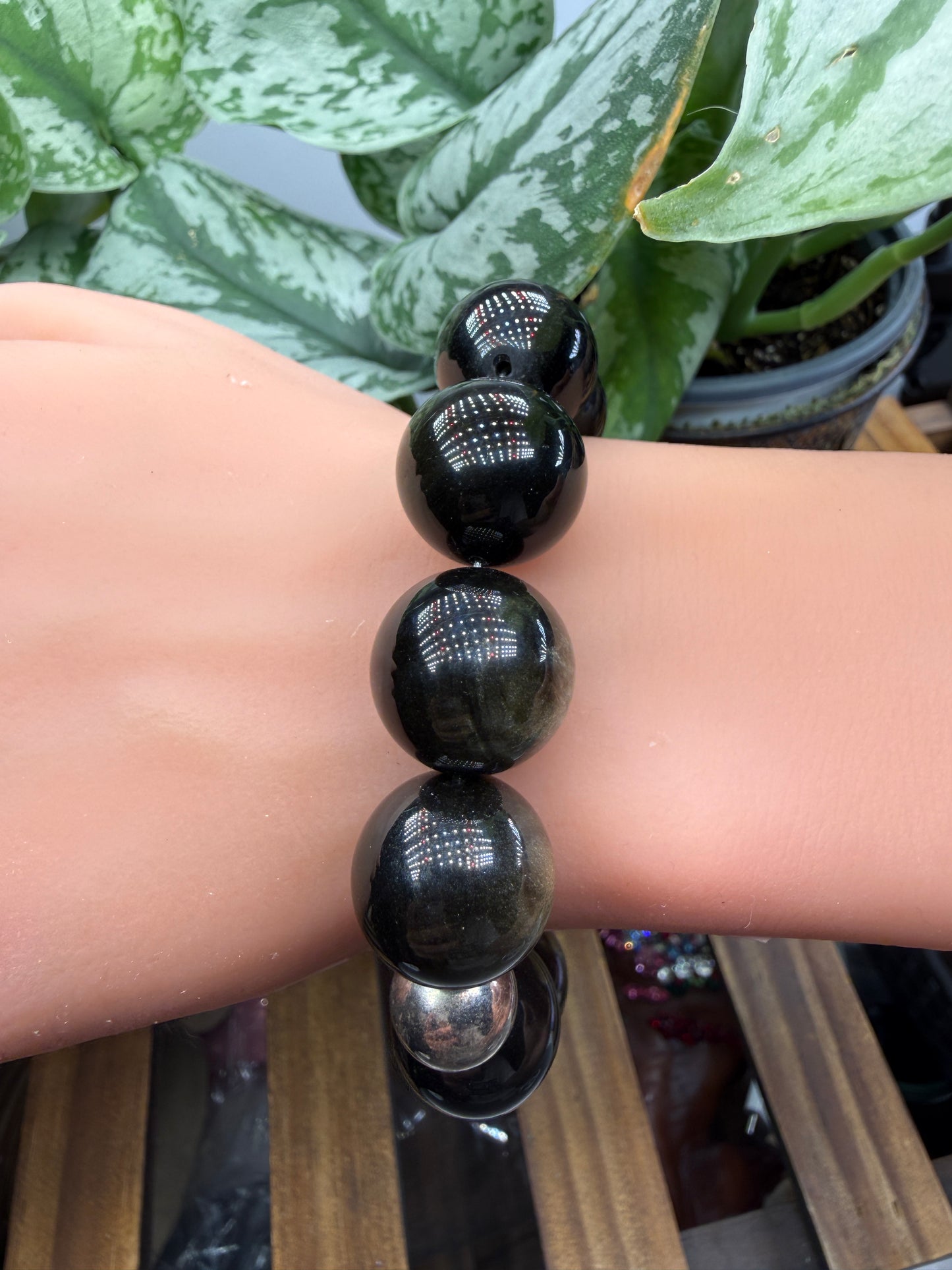 Golden Sheen Obsidian Bracelet- 18mm- 7 inches