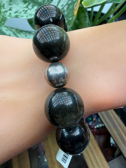 Golden Sheen Obsidian Bracelet- 18mm- 7 inches