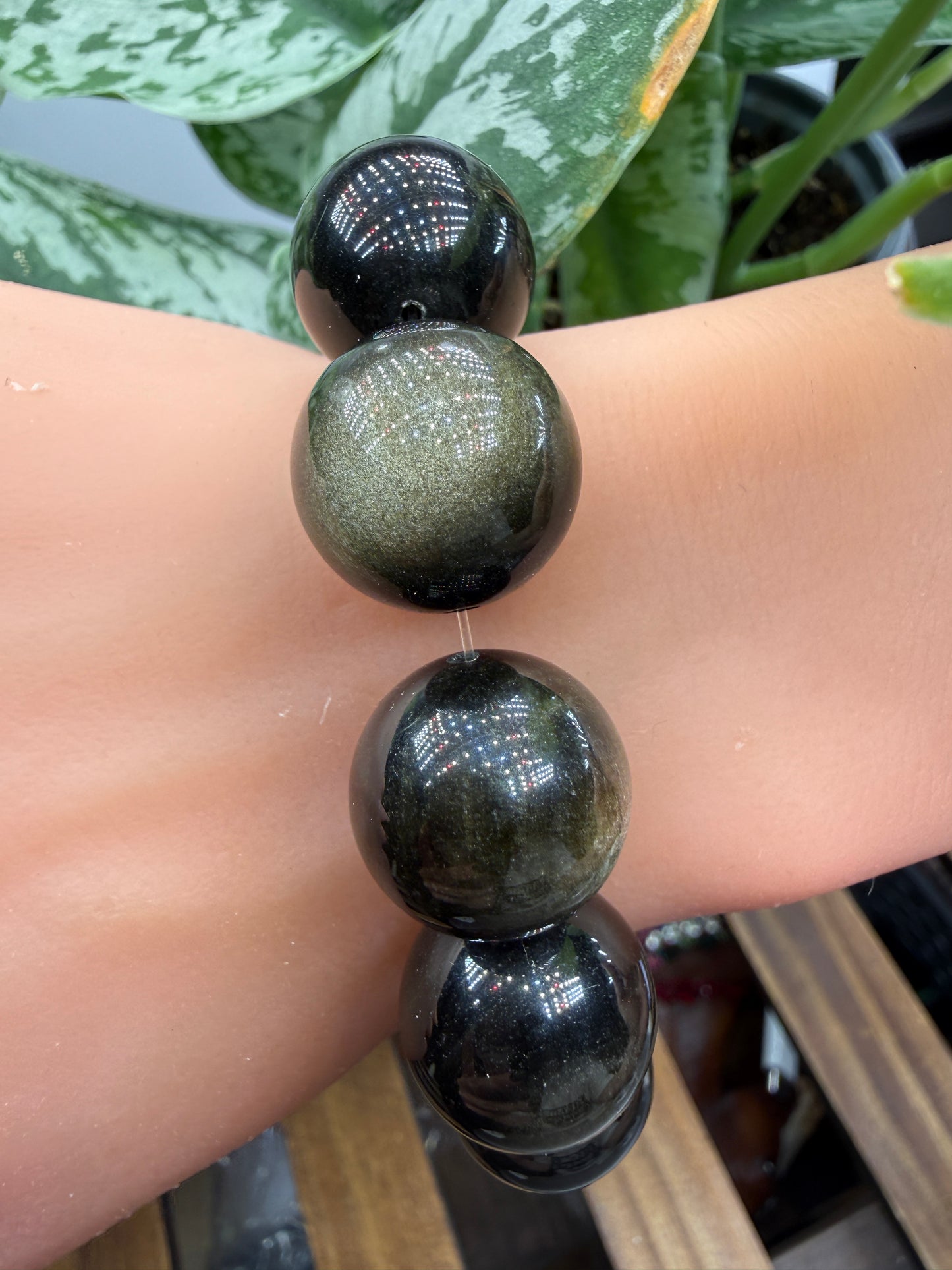Golden Sheen Obsidian Bracelet- 18mm- 7 inches