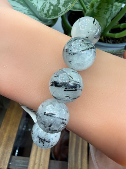 Tourmalinated Quartz Bracelet- 16mm- 7 inches