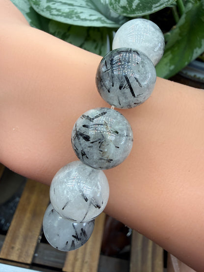 Tourmalinated Quartz Bracelet- 16mm- 7 inches