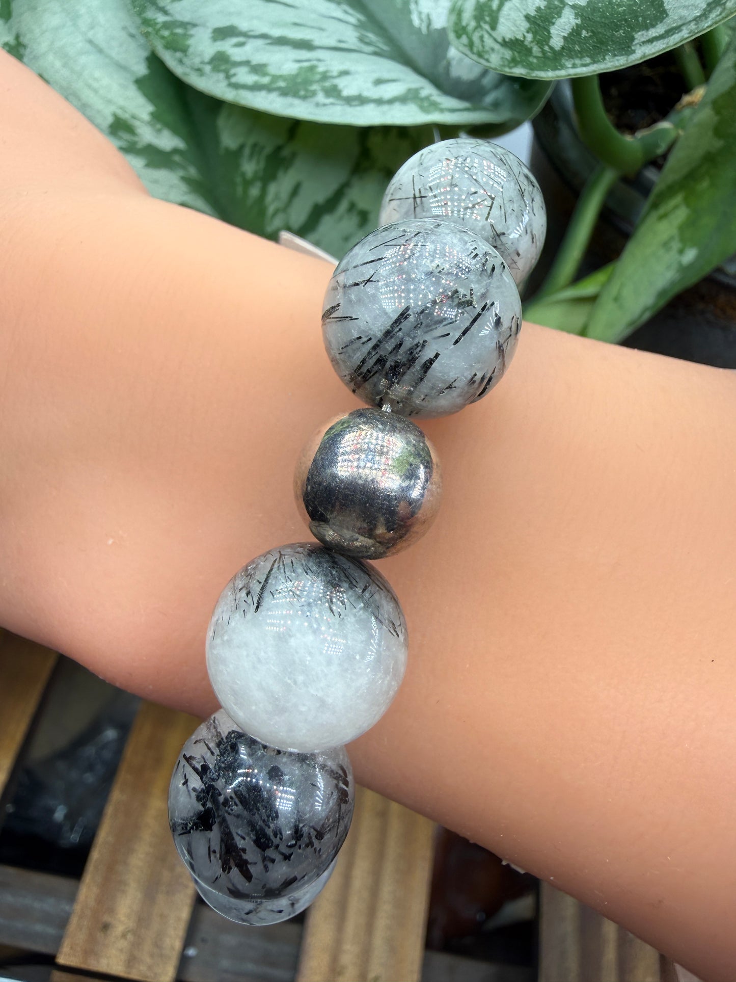Tourmalinated Quartz Bracelet- 16mm- 7 inches