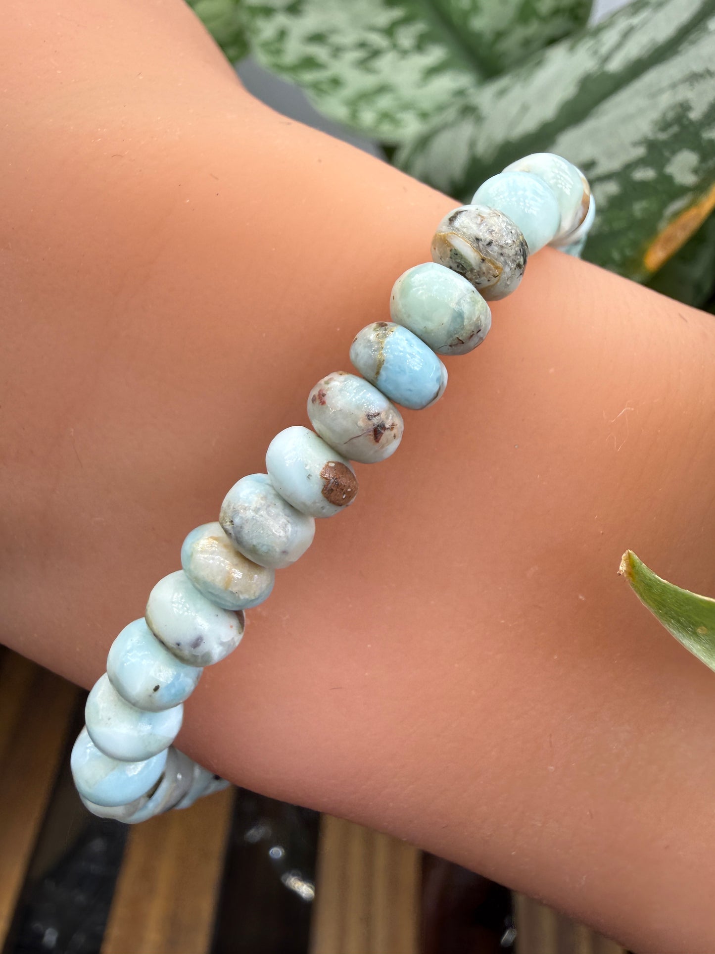 Larimar Rondelle Bracelet- 6mm- 7 inches