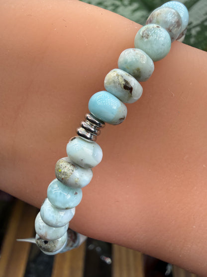Larimar Rondelle Bracelet- 6mm- 7 inches