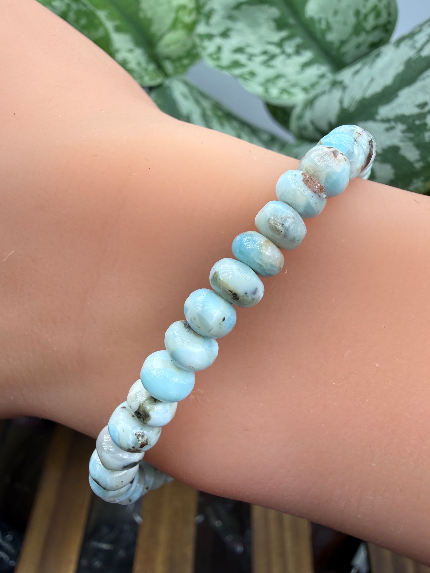 Larimar Rondelle Bracelet- 6mm- 7 inches